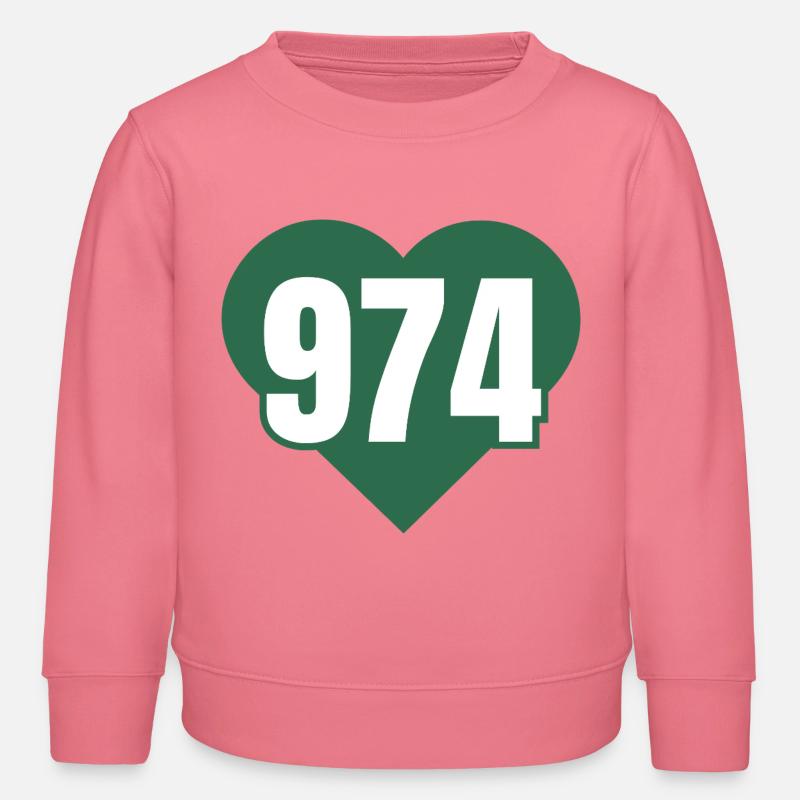 Coeur 974 Code Vert - Sweat enfant bio Stanley/Stella - rose 
