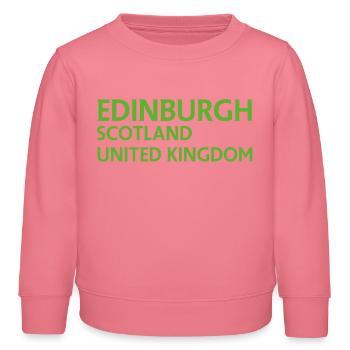 Édimbourg – Écosse Textdesign - Sweat enfant bio Stanley/Stella - rose  - Devant - AI Model Kid Female (0cm)