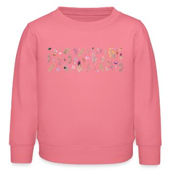 Midnight Bloom Botanical Print - Kids Organic Sweatshirt by Stanley/Stella - pink joy  - Front - AI Model Kid Female (0cm)