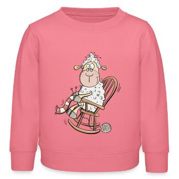 Strickendes Schaf I Oma Großmutter Fun Shirt - Kinder Organic Sweatshirt Mini Changer von Stanley/Stella - Pink  - Vorne - AI Model Kid Female (0cm)