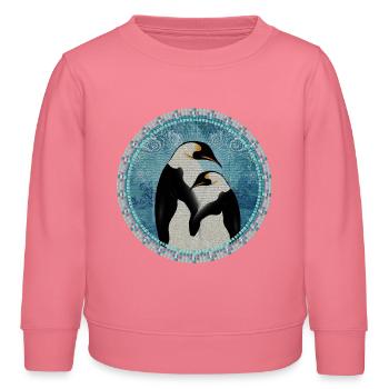 two magical penguins in mosaic style - Kids Organic Sweatshirt by Stanley/Stella - pink joy  - Front - AI Model Kid Female (0cm)