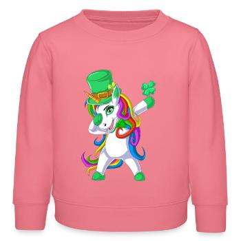 Dabbing Einhorn St Patricks Tag - Kinder Organic Sweatshirt Mini Changer von Stanley/Stella - Pink  - Vorne - AI Model Kid Female (0cm)