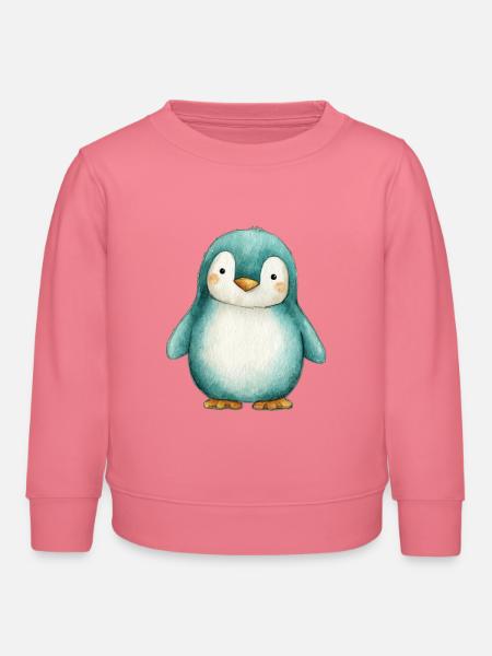Frosted Penguin – Winterkinderillustration - Kinder Organic Sweatshirt Mini Changer von Stanley/Stella - Pink 