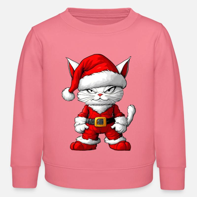 Chat de Noël - Sweat enfant bio Stanley/Stella - rose 