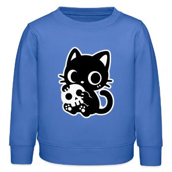 Chat mignon effrayant avec un crâne | Kawaii Spooky Mot - Sweat enfant bio Stanley/Stella - carolina blue - Devant - AI Model Kid Female (0cm)
