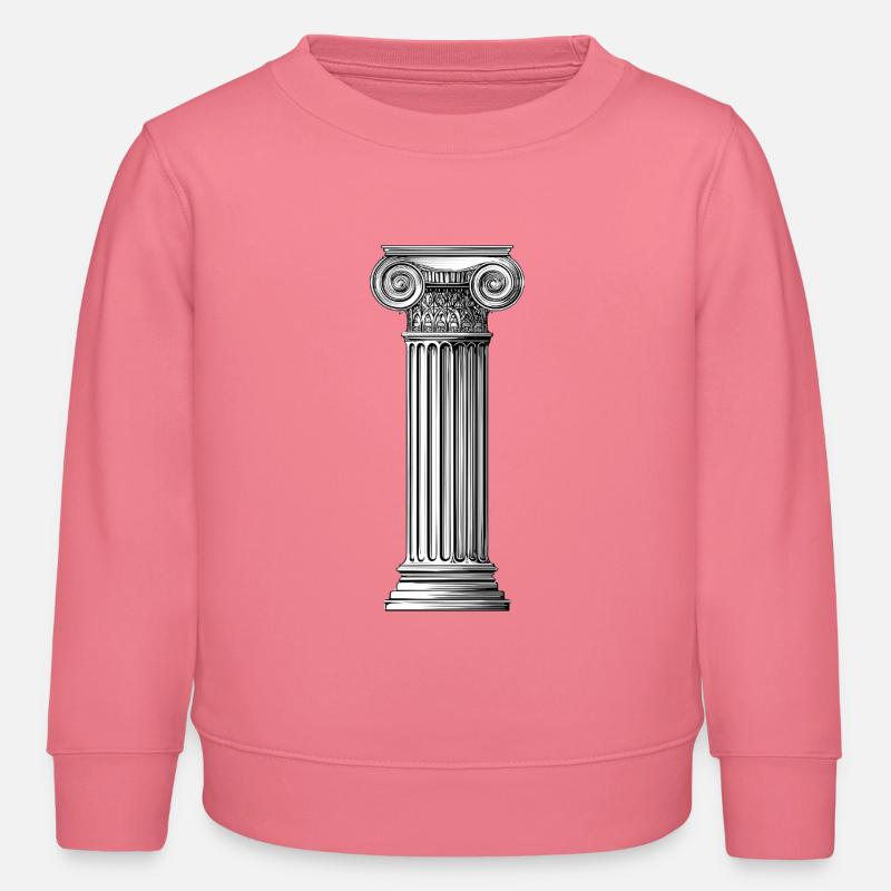 Greek Ionic Column – Minimalist Ancient Art - Kids Organic Sweatshirt by Stanley/Stella - pink joy 