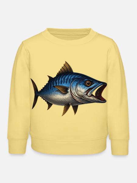 Dynamischer Blauflossen-Thunfisch Illustration - Kinder Organic Sweatshirt Mini Changer von Stanley/Stella - Gelb Viva