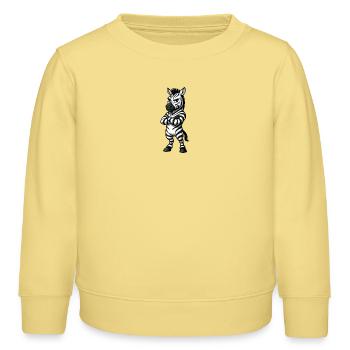 Cooles Zebra Selbstbewusst Cartoon Gelassen - Kinder Organic Sweatshirt Mini Changer von Stanley/Stella - Gelb Viva  - Vorne - AI Model Kid Male (0cm)
