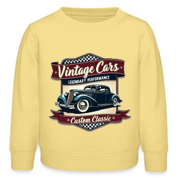Vintage Automobil Retro Design - Kinder Organic Sweatshirt Mini Changer von Stanley/Stella - Gelb Viva  - Vorne - AI Model Kid Male (0cm)