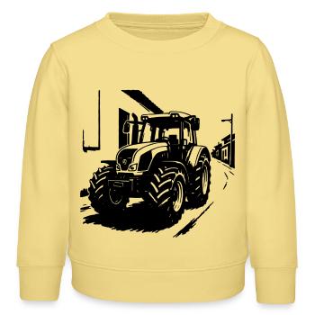 Traktor-Power Vintage - Kinder Organic Sweatshirt Mini Changer von Stanley/Stella - Gelb Viva  - Vorne - AI Model Kid Male (0cm)