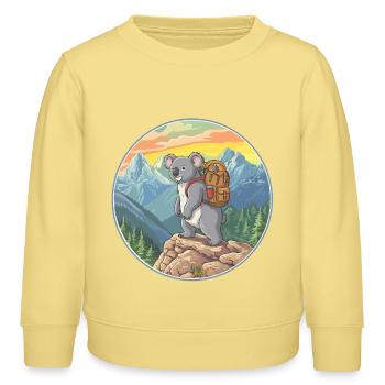 Niedliches Koala-Wandern Camping Bergabenteuer - Kinder Organic Sweatshirt Mini Changer von Stanley/Stella - Gelb Viva  - Vorne - AI Model Kid Male (0cm)