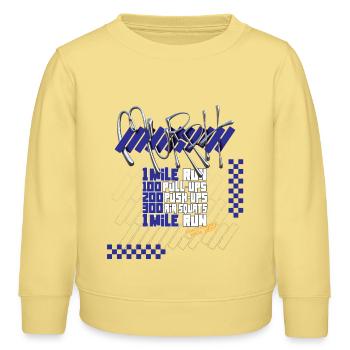 Version graphique légère Murph Hero WOD CrossTraining - Sweat enfant bio Stanley/Stella - jaune viva  - Devant - AI Model Kid Male (0cm)