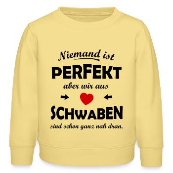Schwaben Herz – roter Akzent - Kinder Organic Sweatshirt Mini Changer von Stanley/Stella - Gelb Viva  - Vorne - AI Model Kid Male (0cm)