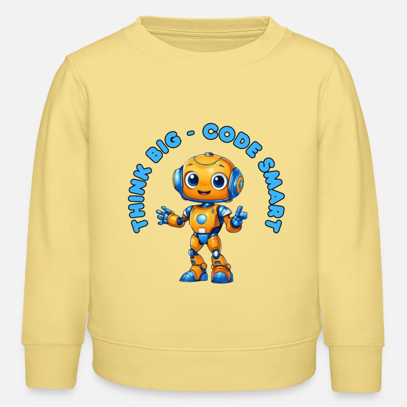 Roboter - Think big, Code Smart  - Kinder Organic Sweatshirt Mini Changer von Stanley/Stella - Gelb Viva 