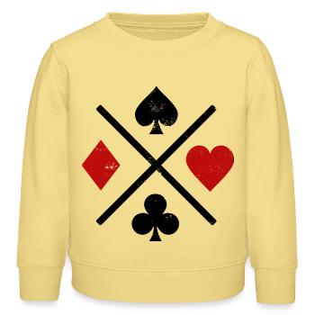 Spielkarten Kontrastdesign - Kinder Organic Sweatshirt Mini Changer von Stanley/Stella - Gelb Viva  - Vorne - AI Model Kid Male (0cm)