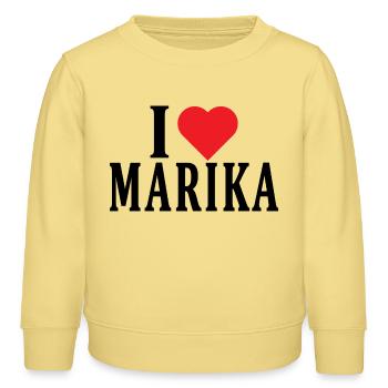 T-Shirt-Name Ich liebe Marika T-Shirt Geschenkidee - Kinder Organic Sweatshirt Mini Changer von Stanley/Stella - Gelb Viva  - Vorne - AI Model Kid Male (0cm)