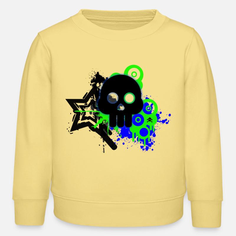 Neon Schädel Spritzer - Kinder Organic Sweatshirt Mini Changer von Stanley/Stella - Gelb Viva 