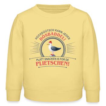 Le bas allemand parce que le haut-allemand peut être parlé par tout le monde Dösbaddel - Sweat enfant bio Stanley/Stella - jaune viva  - Devant - AI Model Kid Male (0cm)