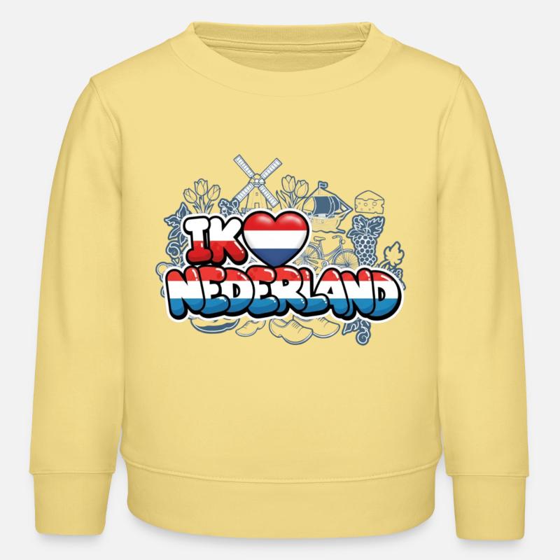J’aime les Pays-Bas avec drapeau - Sweat enfant bio Stanley/Stella - jaune viva 