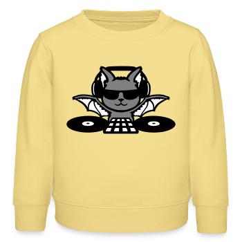 DJ Fledermaus Kopfhörer Mischpult Halloween Party - Kinder Organic Sweatshirt Mini Changer von Stanley/Stella - Gelb Viva  - Vorne - AI Model Kid Male (0cm)