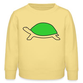 Schildkröte - Kinder Organic Sweatshirt Mini Changer von Stanley/Stella - Gelb Viva  - Vorne - AI Model Kid Male (0cm)