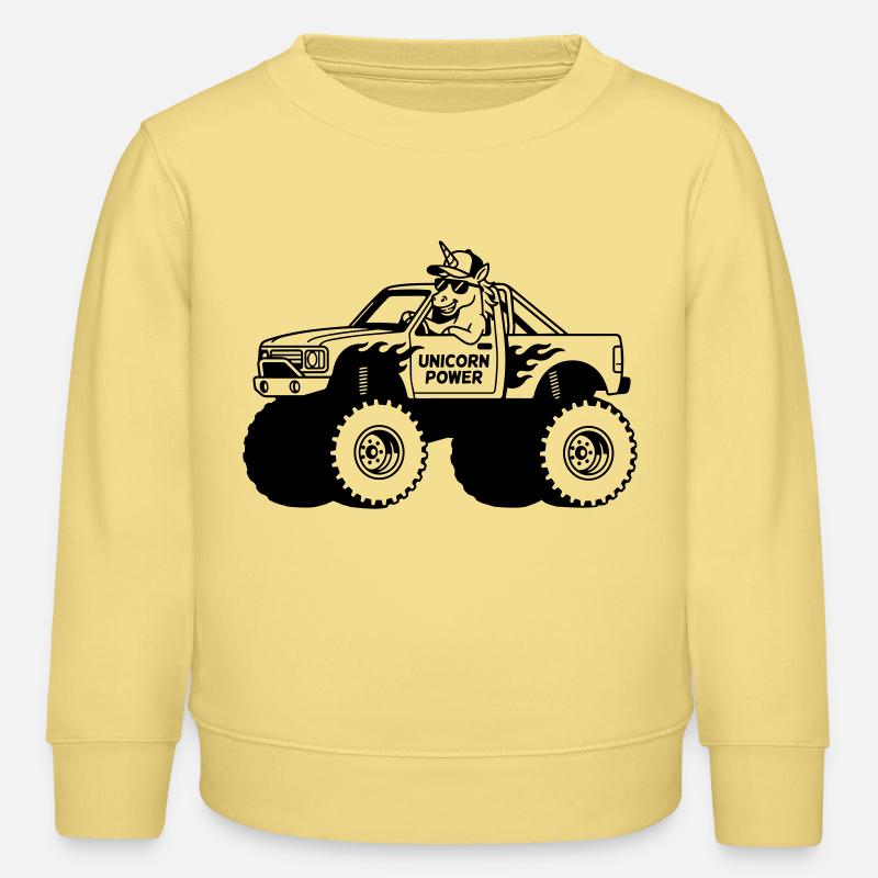 Licorne dans un monster truck - Sweat enfant bio Stanley/Stella - jaune viva 