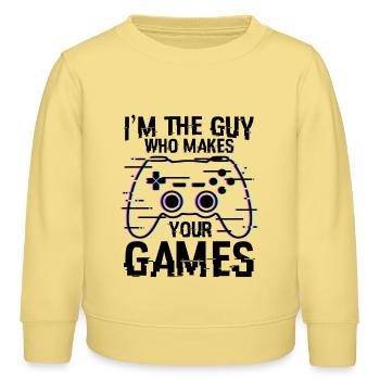Game Developer Quote - Kids Organic Sweatshirt by Stanley/Stella - viva yellow  - Front - AI Model Kid Male (0cm)