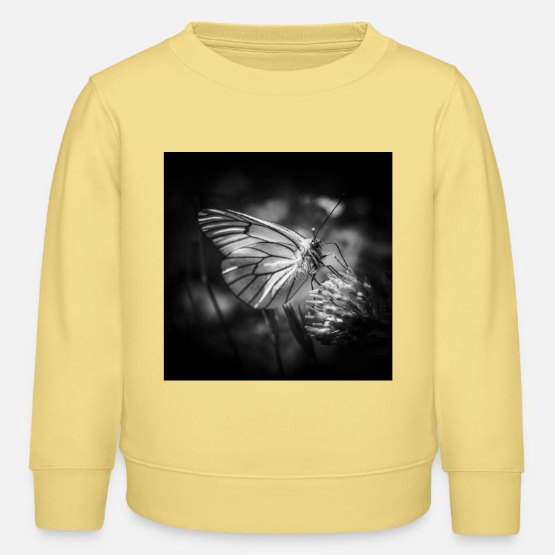 Papillon gros plan affiche noir et blanc - Sweat enfant bio Stanley/Stella - jaune viva