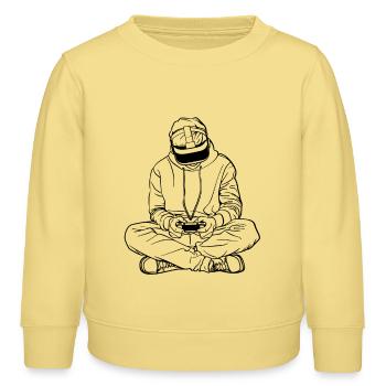 Dessin au trait du joueur - Sweat enfant bio Stanley/Stella - jaune viva  - Devant - AI Model Kid Male (0cm)