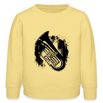 Tuba Drawing - Kids Organic Sweatshirt by Stanley/Stella - viva yellow  - Front - AI Model Kid Male (0cm)