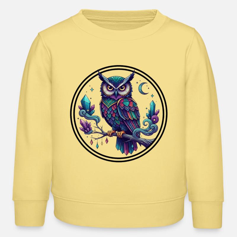 Kristall-Eulenzauber in Mitternachtsfarben - Kinder Organic Sweatshirt Mini Changer von Stanley/Stella - Gelb Viva 