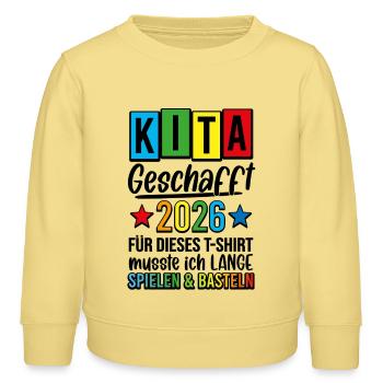 Kita 2026 Colorful Play Handicrafts - Kids Organic Sweatshirt by Stanley/Stella - viva yellow  - Front - AI Model Kid Male (0cm)