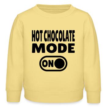 HotchocolateModeONBLK - Kids Organic Sweatshirt by Stanley/Stella - viva yellow  - Front - AI Model Kid Male (0cm)