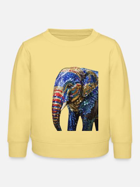 elefant,pailletten,elefant mit pailletten,gold, - Kinder Organic Sweatshirt Mini Changer von Stanley/Stella - Gelb Viva 