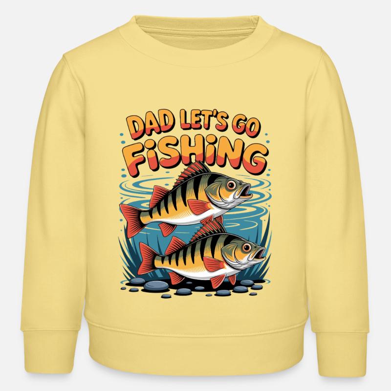 Pêche avec papa le week-end - Sweat enfant bio Stanley/Stella - jaune viva 