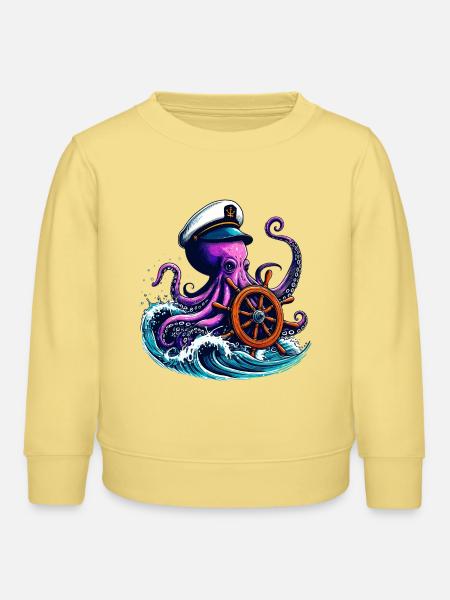 Krake - Kinder Organic Sweatshirt Mini Changer von Stanley/Stella - Gelb Viva
