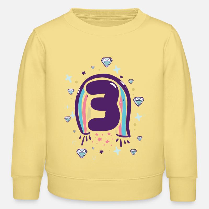 Emblem mit drei Regenbogen-Edelsteinen - Kinder Organic Sweatshirt Mini Changer von Stanley/Stella - Gelb Viva 