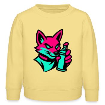 Graffiti Fuchs - Kinder Organic Sweatshirt Mini Changer von Stanley/Stella - Gelb Viva  - Vorne - AI Model Kid Male (0cm)