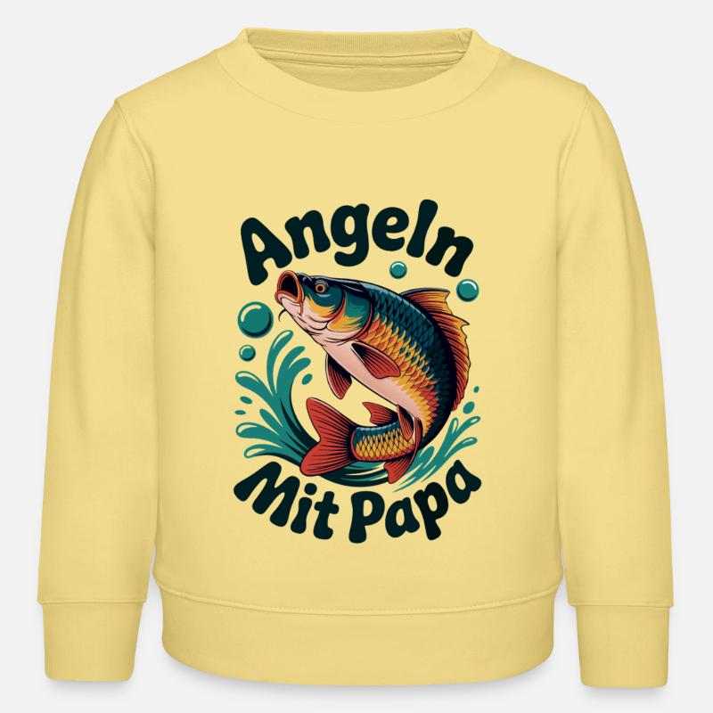 Pêcher avec papa - Sweat enfant bio Stanley/Stella - jaune viva 