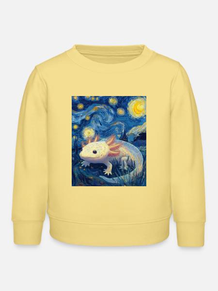 Axolotl Van Gogh Starry Night - Kinder Organic Sweatshirt Mini Changer von Stanley/Stella - Gelb Viva