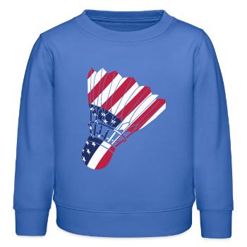 USA Badminton Player Lover American Flag Patriot - Kids Organic Sweatshirt by Stanley/Stella - carolina blue - Front - AI Model Kid Female (0cm)