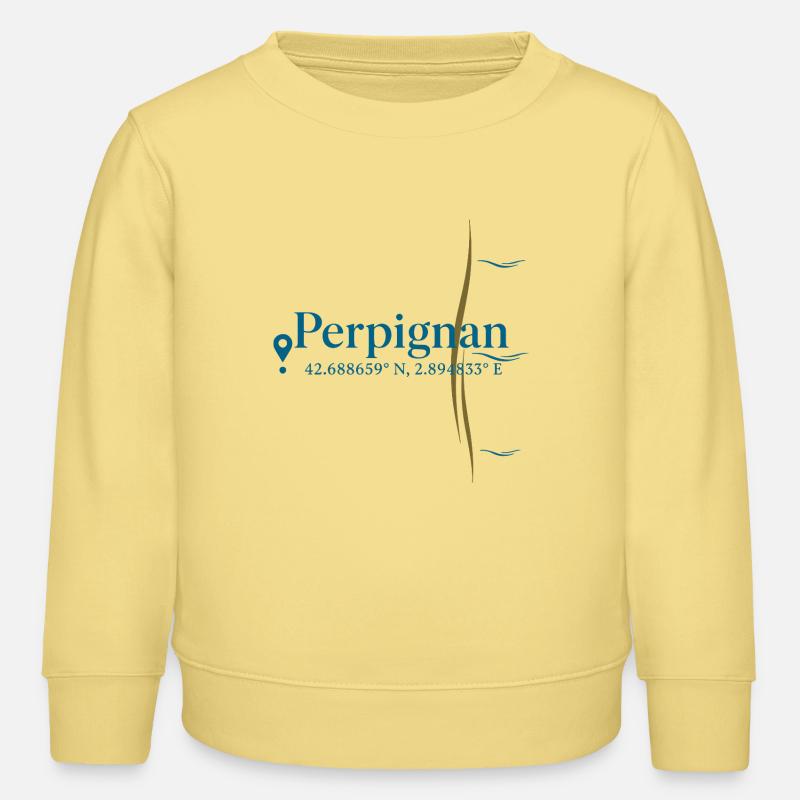Perpignan Küstenkoordinatenemblem - Kinder Organic Sweatshirt Mini Changer von Stanley/Stella - Gelb Viva 