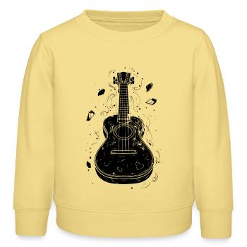 Ukulele Skizze - Kinder Organic Sweatshirt Mini Changer von Stanley/Stella - Gelb Viva  - Vorne - AI Model Kid Male (0cm)