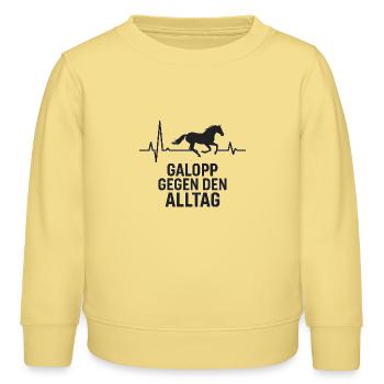 Pferd, Herzschlag, Pferdesport  - Kinder Organic Sweatshirt Mini Changer von Stanley/Stella - Gelb Viva  - Vorne - AI Model Kid Male (0cm)