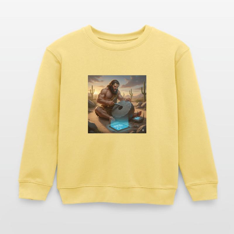 Caveman Tech Support - The First Tutorial Kids Organic Sweatshirt by Stanley/Stella