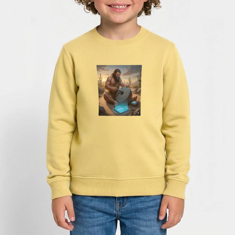 Caveman Tech Support - The First Tutorial Kids Organic Sweatshirt by Stanley/Stella