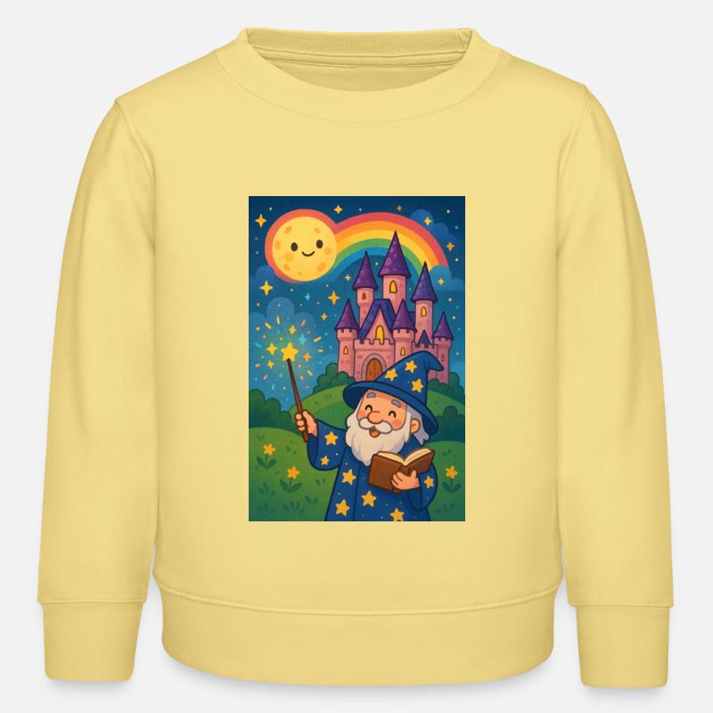 Arkaner Zauberer und Sternenschloss - Kinder Organic Sweatshirt Mini Changer von Stanley/Stella - Gelb Viva