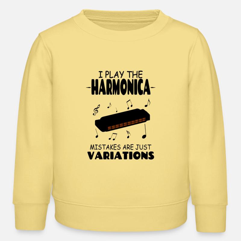 I Play The Harmonica Mistakes Are Just Variations - Kids Organic Sweatshirt by Stanley/Stella - viva yellow 