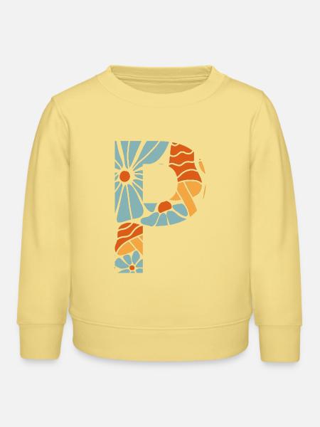 Buchstabe p groovige Blumen Geschenkidee - Kinder Organic Sweatshirt Mini Changer von Stanley/Stella - Gelb Viva 