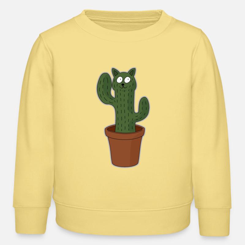 Chat comme cactus dans un pot de fleurs - Sweat enfant bio Stanley/Stella - jaune viva 